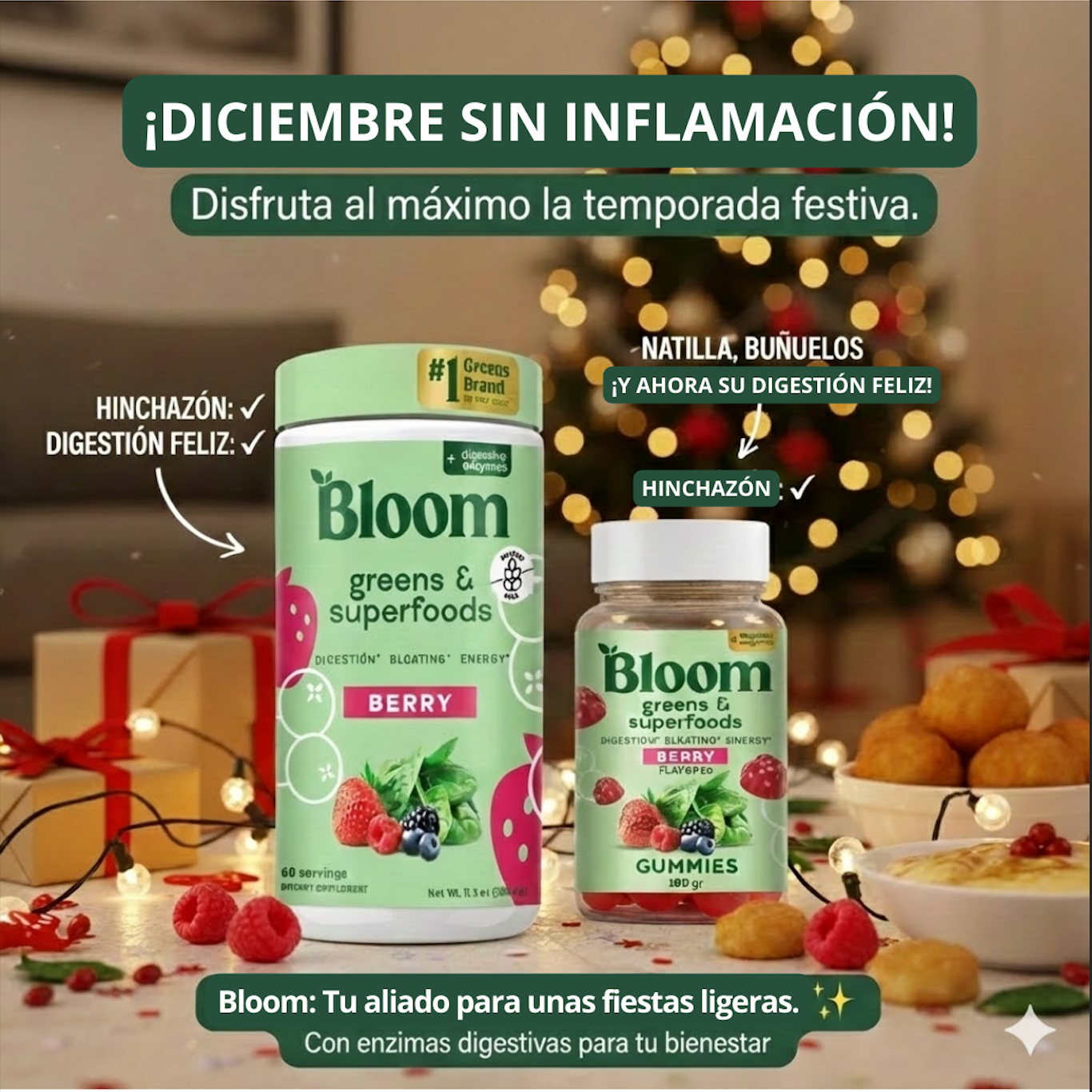 El Dúo Perfecto Bloom Green Superfood + Gomitas antiinflamatorias gratis